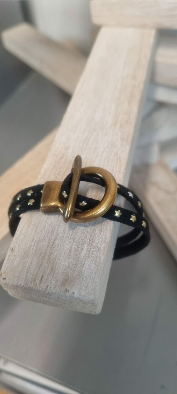 Bracelet femme en suédine noir étoilée