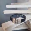 Bracelet homme cuir noir plat et carré, passant celtique