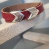 Bracelet femme double tour rouge et deux passants flèches
