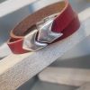 Bracelet femme double tour rouge et deux passants flèches