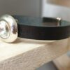 Bracelet femme 10mm cuir plat noir imprimé, passant Swarovski