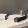 Bracelet femme 10mm cuir plat noir imprimé, passant Swarovski