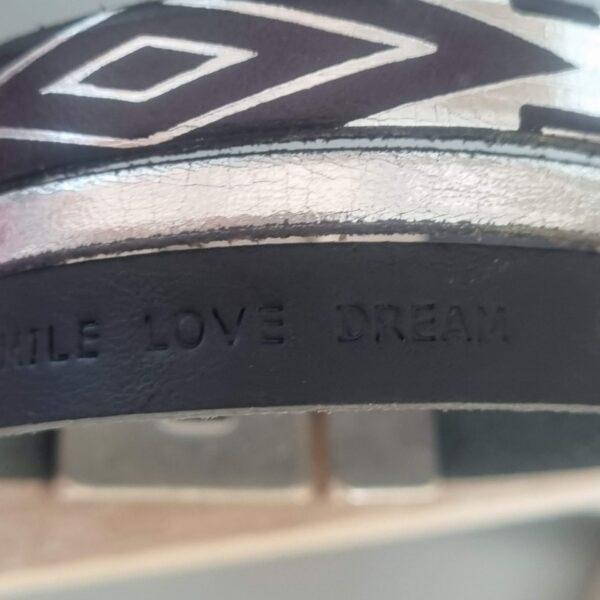 Manchette femme 25mm cuir noir "smile love dream" et gris