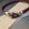 Bracelet homme cuir rond marron et fermoir crochet