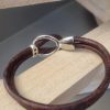 Bracelet homme cuir rond marron et fermoir crochet