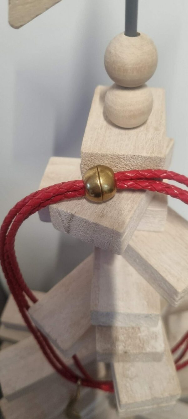 Collier femme en cuir tressé rouge et longues breloques