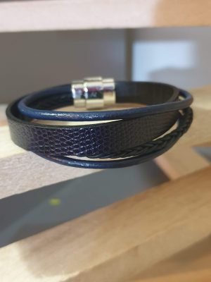 Bracelet homme en cuir bleu