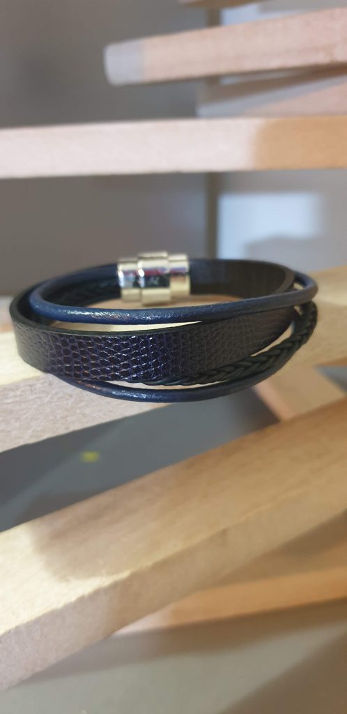 Bracelet homme en cuir bleu