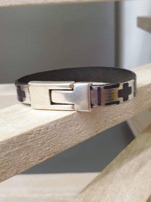 Bracelet femme cuir 10mm motif géométrique