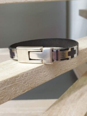 Bracelet femme cuir 10mm motif géométrique