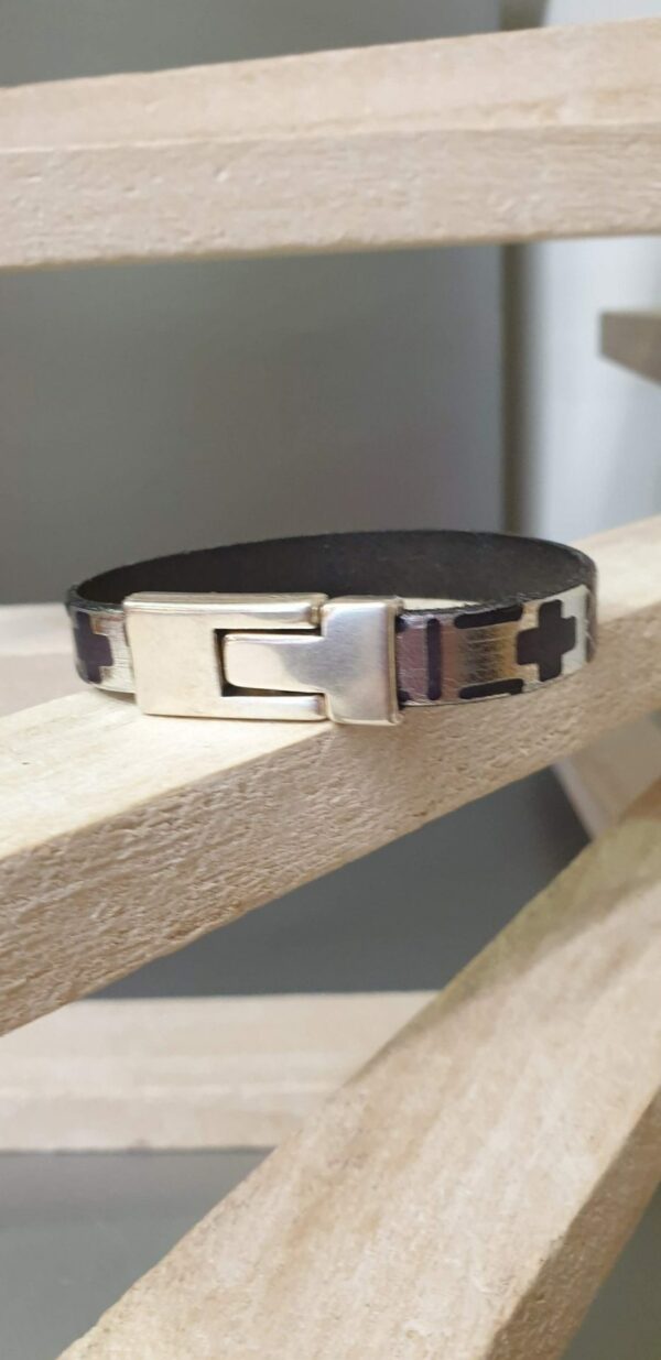 CUI627 - 21€ Bracelet femme cuir 10mm motif géométrique