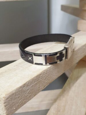 Bracelet femme cuir 10mm motif géométrique