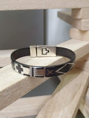 Bracelet femme cuir 10mm motif géométrique