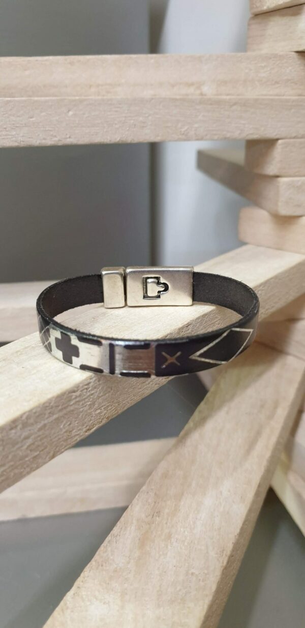 CUI627A Bracelet femme cuir 10mm motif géométrique