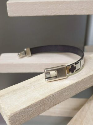 Bracelet femme cuir 10mm motif géométrique