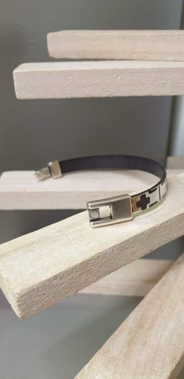 CUI627C Bracelet femme cuir 10mm motif géométrique