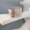 Manchette femme 30mm en cuir plat doré et argenté
