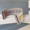 Manchette femme 30mm en cuir plat doré et argenté