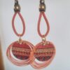 Boucles d'oreille femme en cuir orange et pendentifs orange