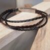 Bracelet homme cuir plat et rond tressé marron