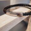 Bracelet homme cuir plat et rond tressé marron