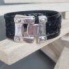 Bracelet homme 30mm en cuir noir tressé et plat