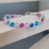 Bracelet enfant perles verre et cuir rond