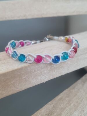Bracelet enfant perles verre et cuir rond
