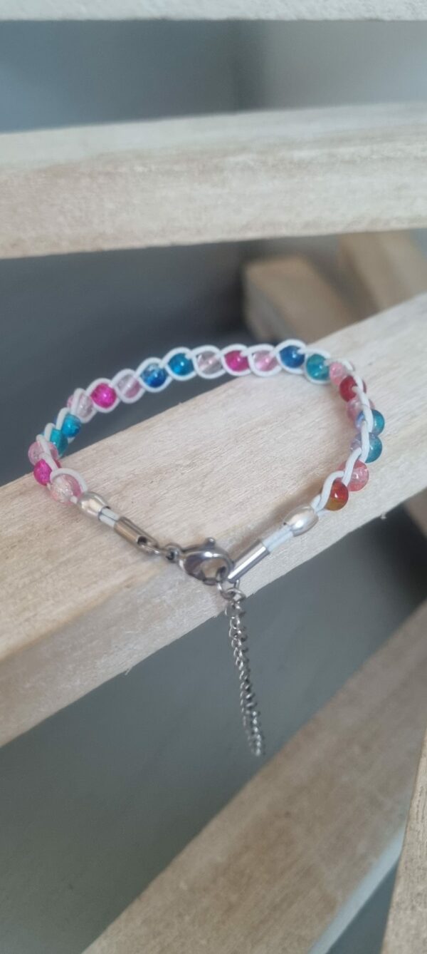 Bracelet enfant perles verre et cuir rond