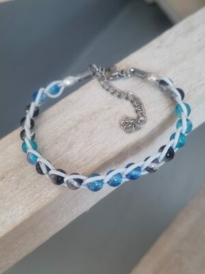 Bracelet enfant perles verre et cuir rond