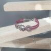 Bracelet femme enfant en cuir rond rose et sa coccinelle