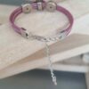 Bracelet femme enfant en cuir rond rose et sa coccinelle
