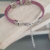 Bracelet femme enfant en cuir rond rose et sa coccinelle