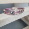 Bracelet femme en cuir rond rose et son ourson