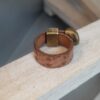 Bague mixte en cuir plat marron et passant bronze