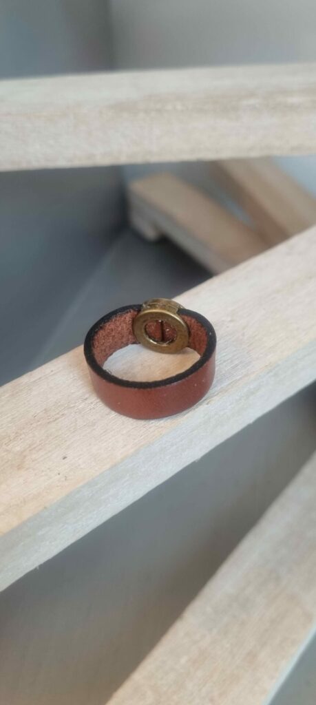 Bague homme cuir plat et triskel bronze