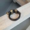 Bague homme cuir rond marron 3mm et passants bronzes