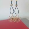 Boucles d'oreille femme en cuir rond aqua et son étincelle dorée