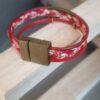 Bracelet femme en cuir rouge et cuir tressé liberty