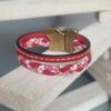 Bracelet enfant en cuir tressé liberty et cuir rouge