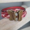 Bracelet enfant en cuir tressé liberty et cuir rouge