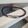 Bracelet homme cuir tressé marron