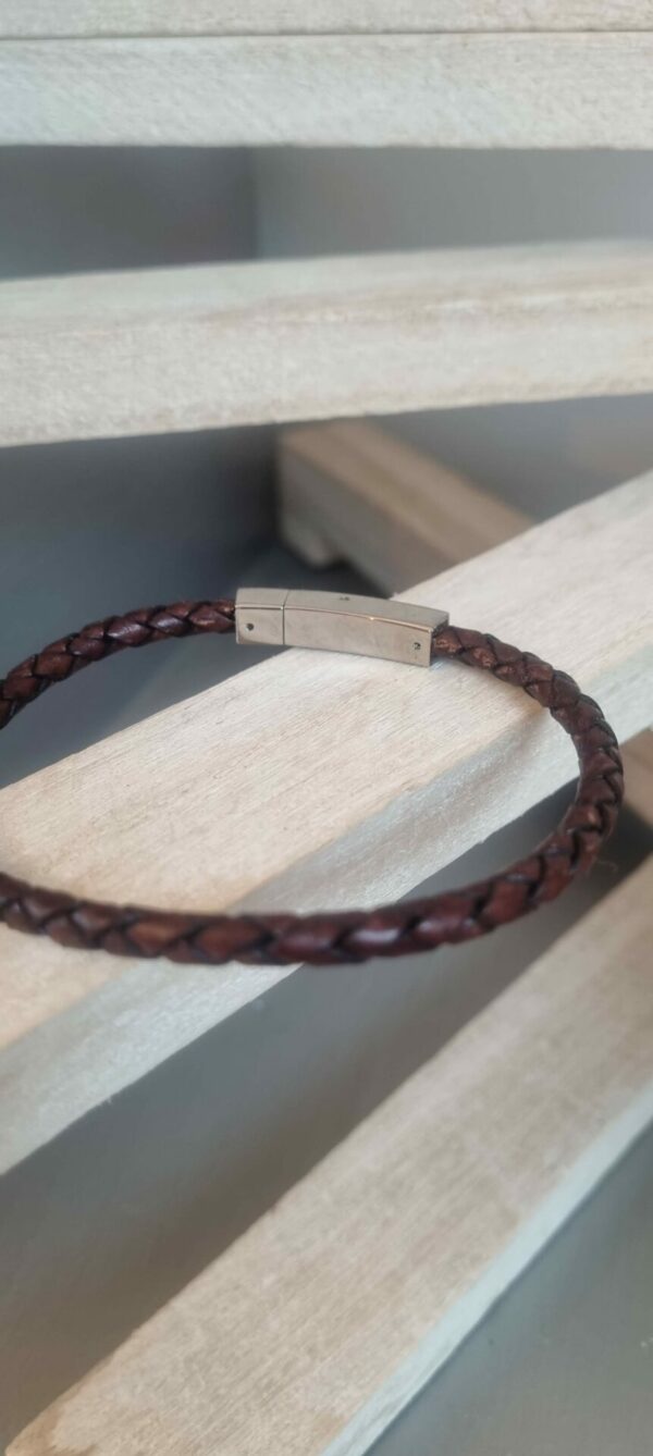 Bracelet homme cuir tressé marron