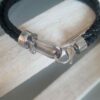 Bracelet homme en cuir noir rond et plat tressé