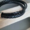 Bracelet homme en cuir noir rond et plat tressé