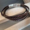 Bracelet homme cinq cuirs tons marrons