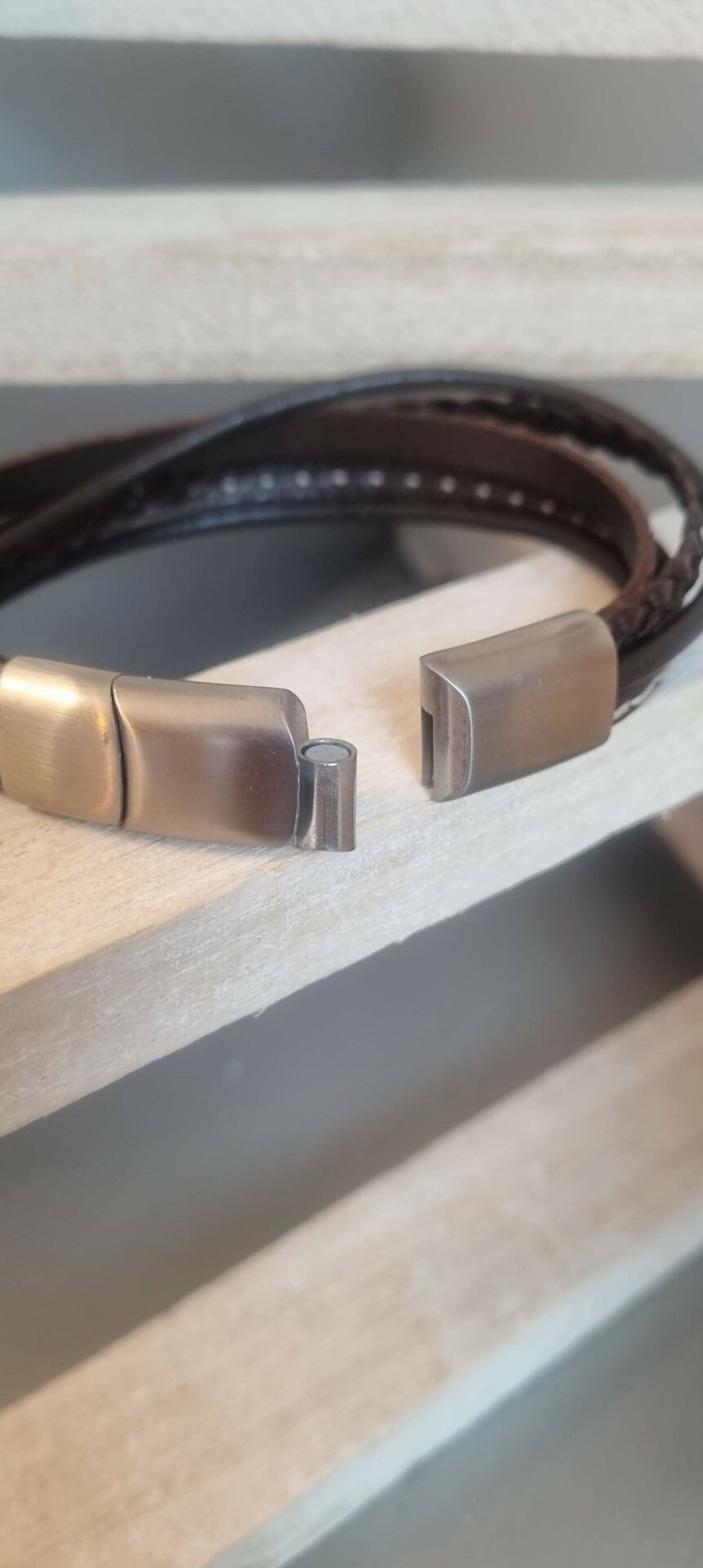Bracelet homme cinq cuirs tons marrons