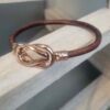 Bracelet mixte en cuir rond marron et fermoir infini