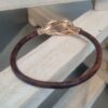 Bracelet mixte en cuir rond marron et fermoir infini