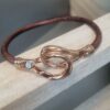 Bracelet mixte en cuir rond marron et fermoir infini